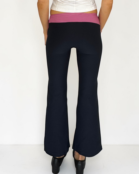 Nike Navy & Pink Waistband Flared Leggings