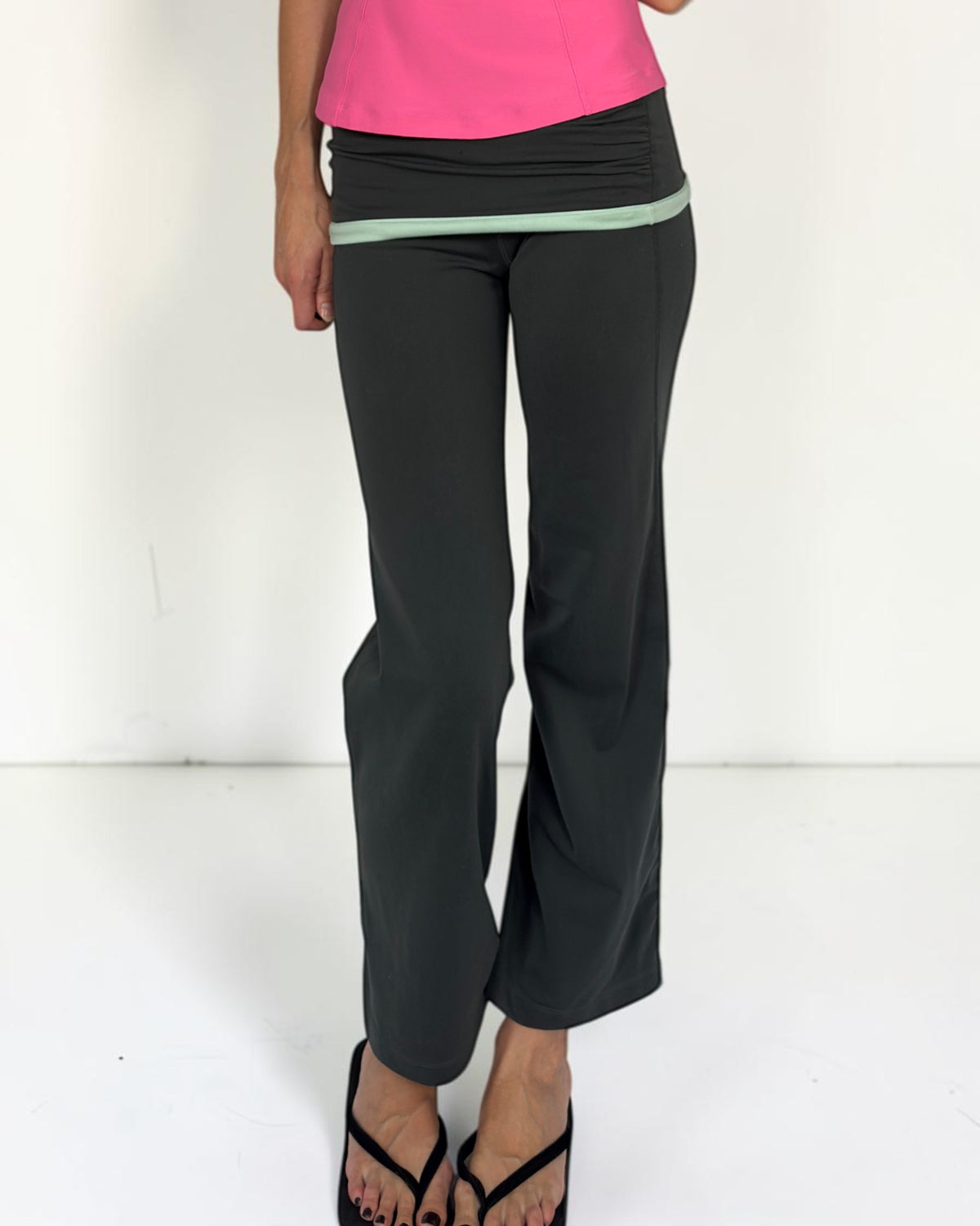 Adidas Khaki & Turquoise Foldover Leggings