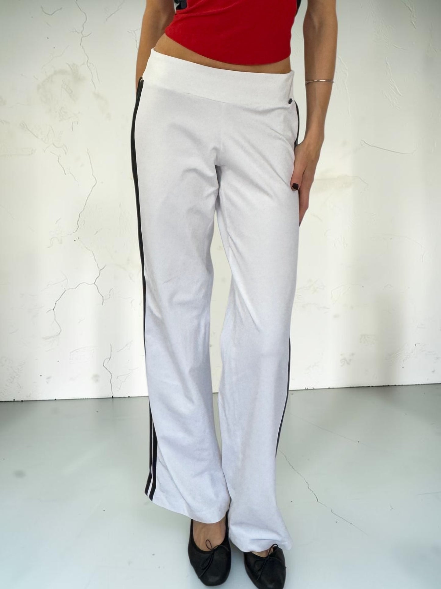 Adidas White & Black Stripe Sweatpants