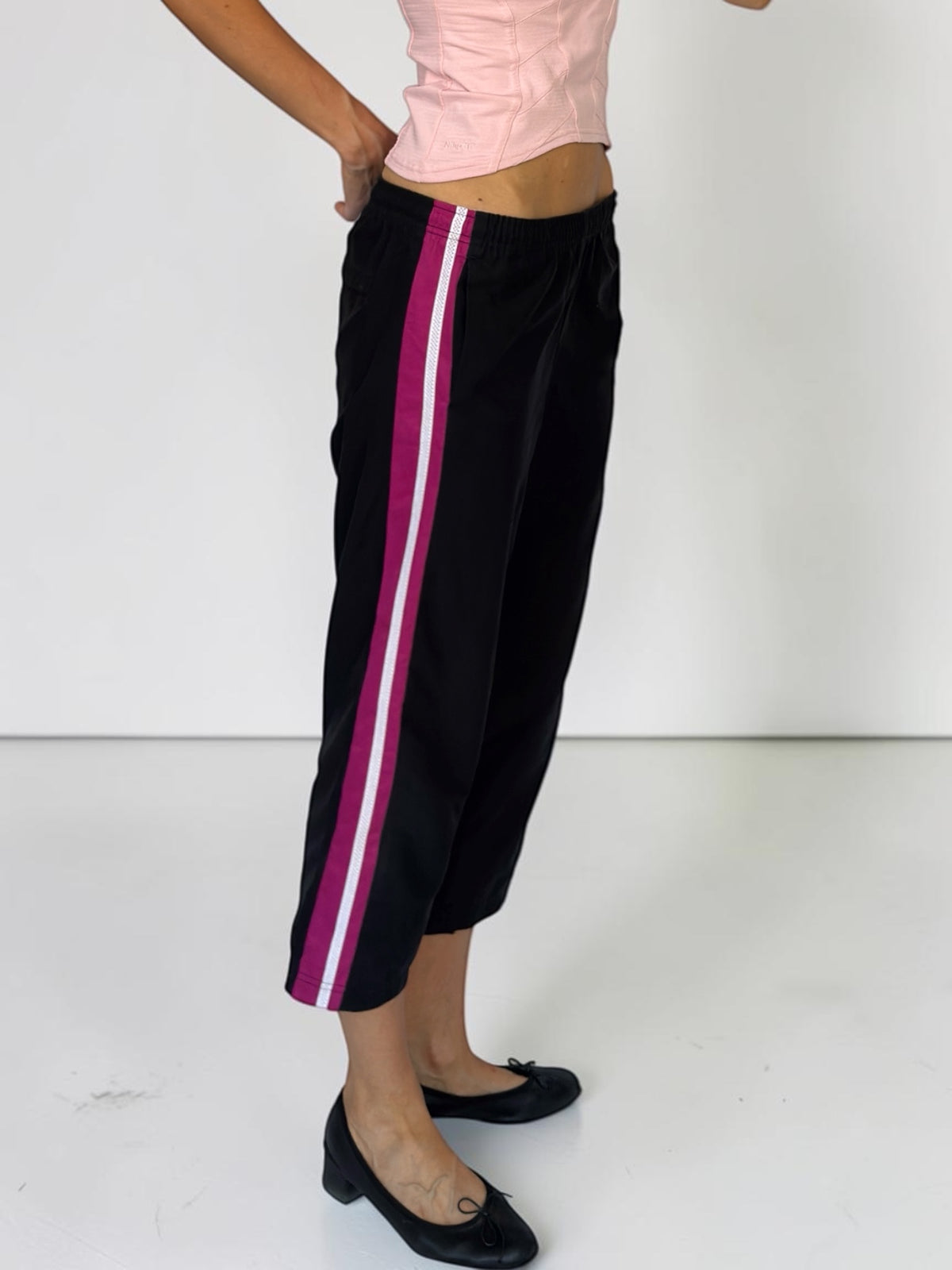 Nike Black Bermuda With Pink Stripes