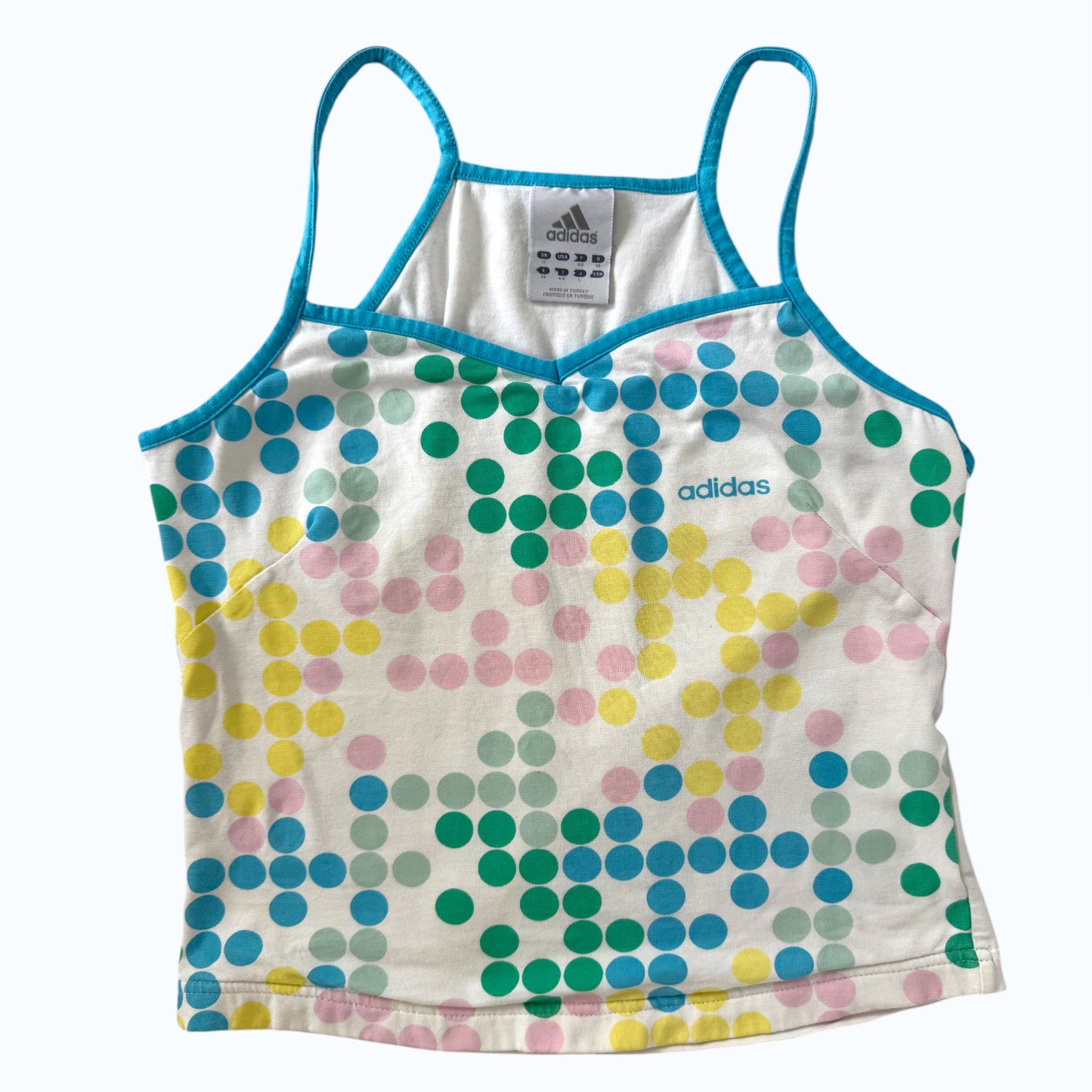 Adidas Polkadot top back flat lay