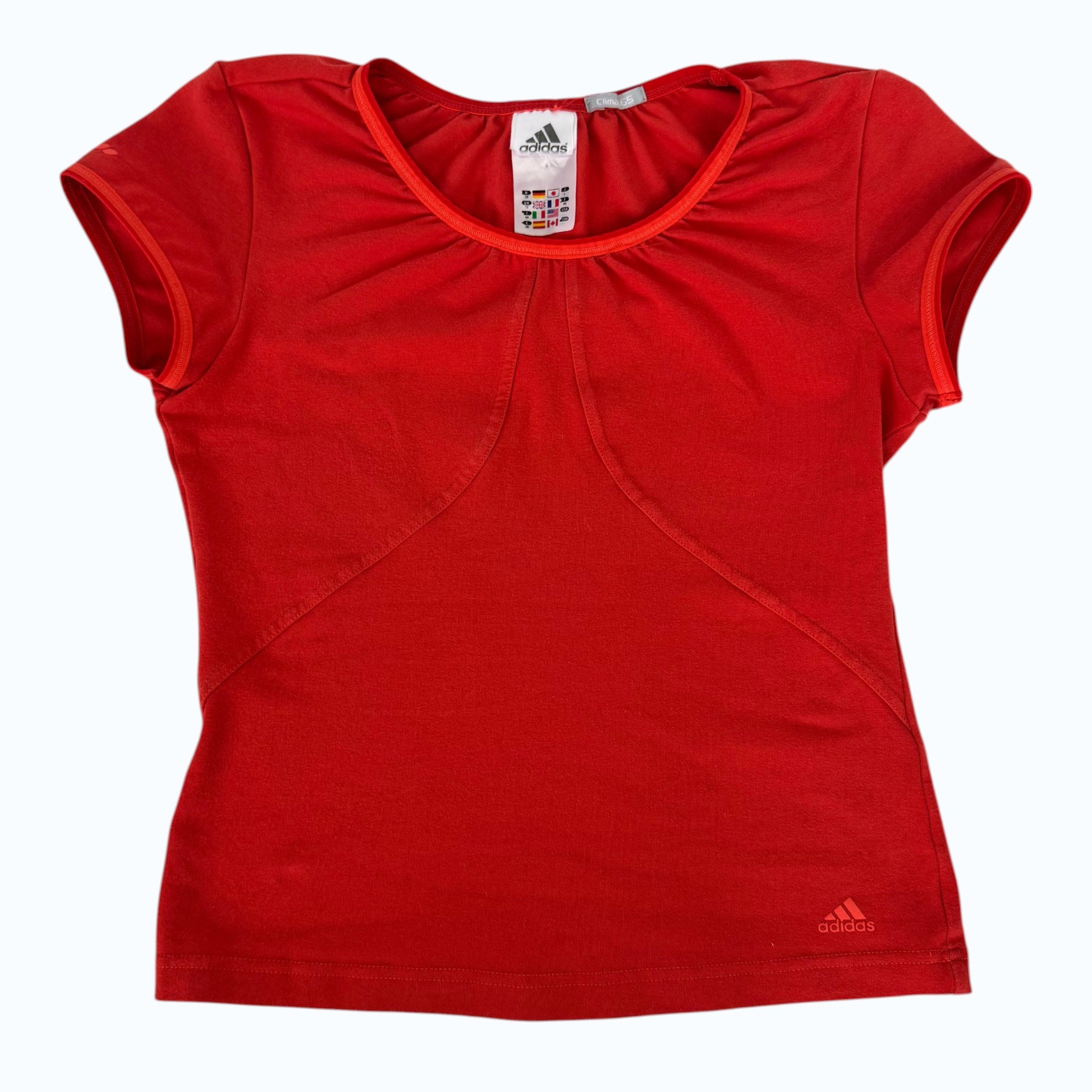 Adidas cap sleeve red top flat front