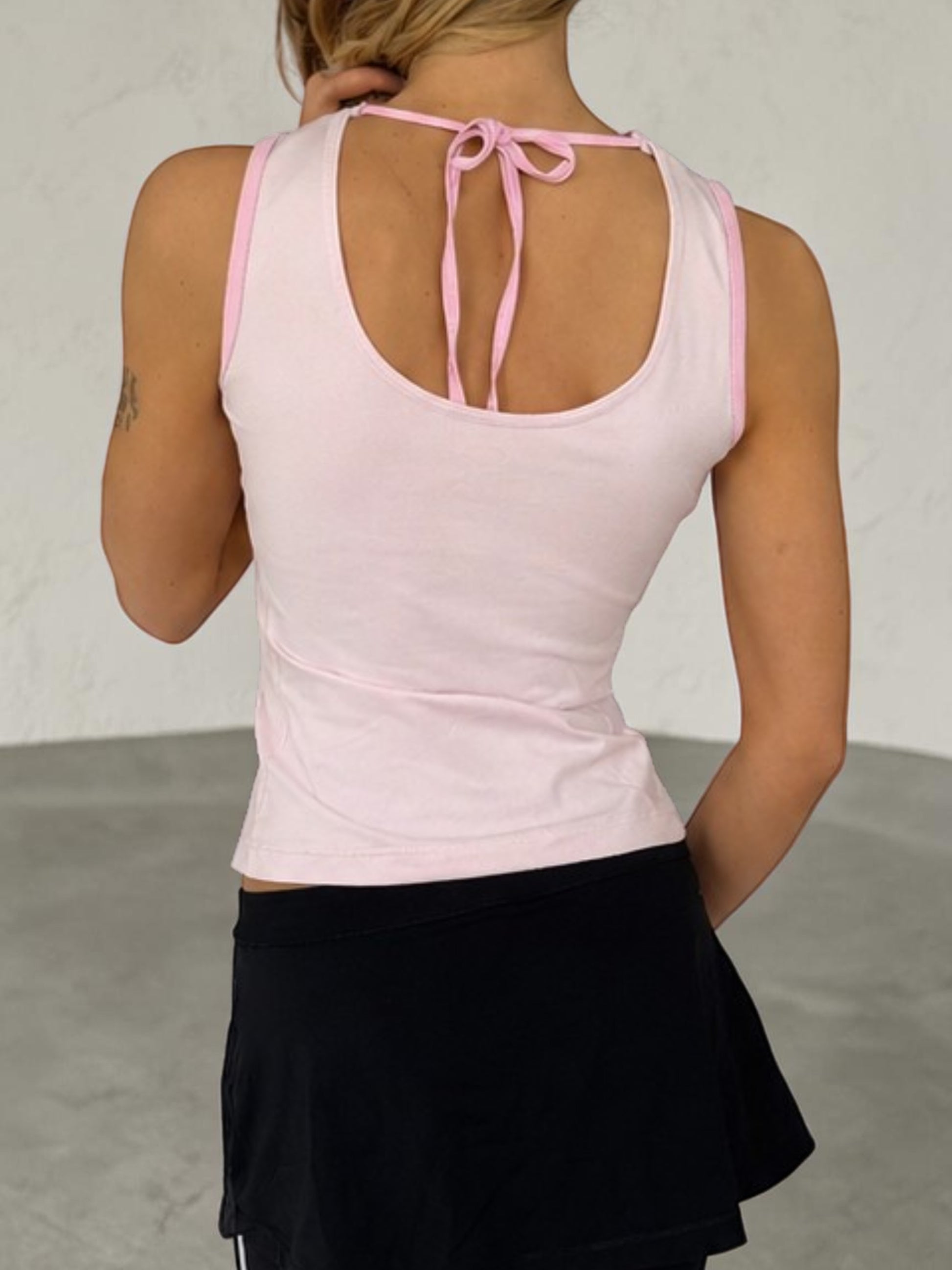 Adidas polkadot blush pink top back