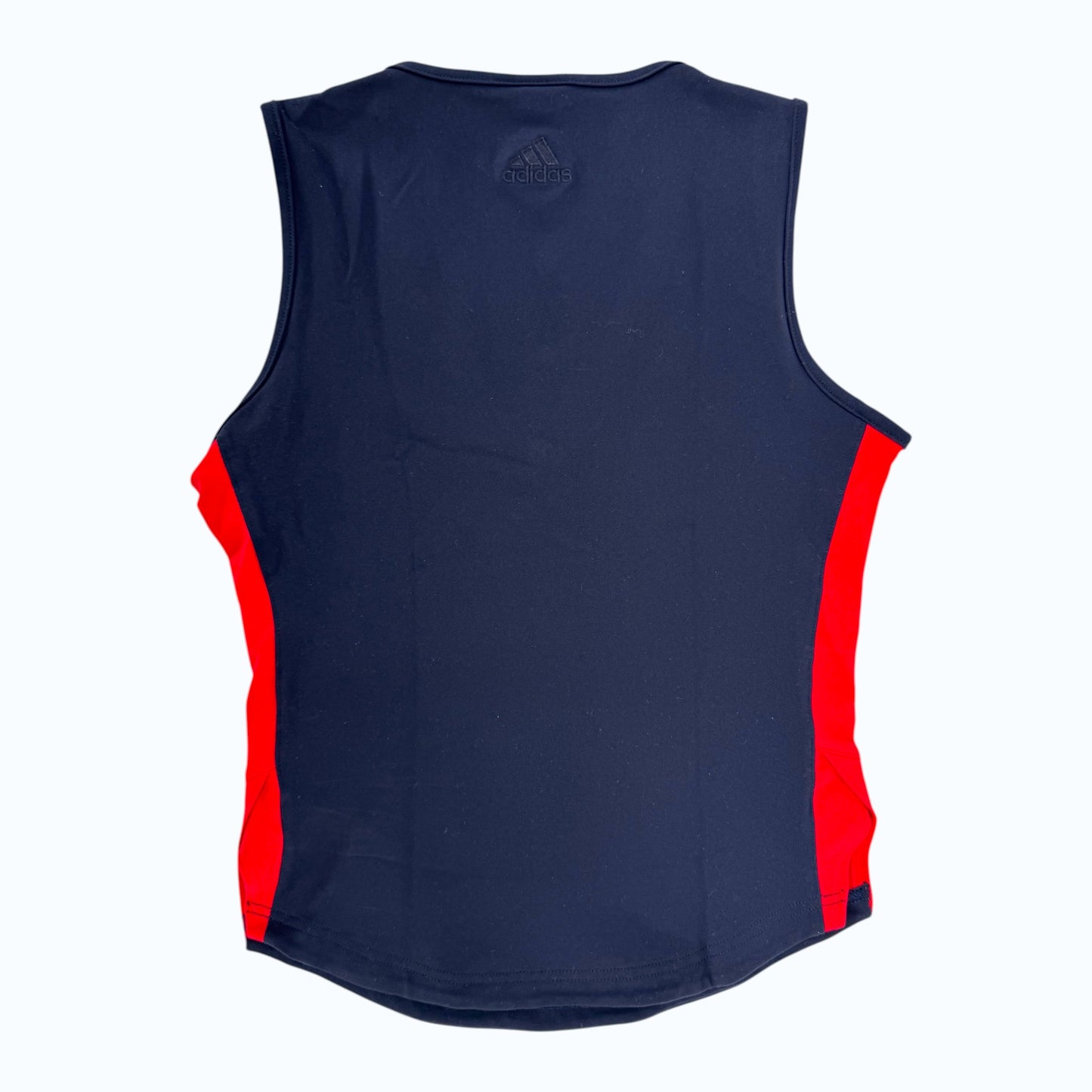 Adidas red stripe tank top flat back
