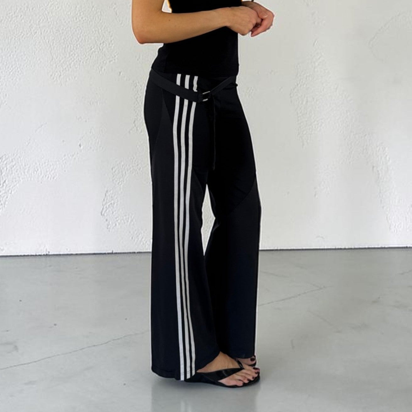 Adidas side stripe belted leggings side