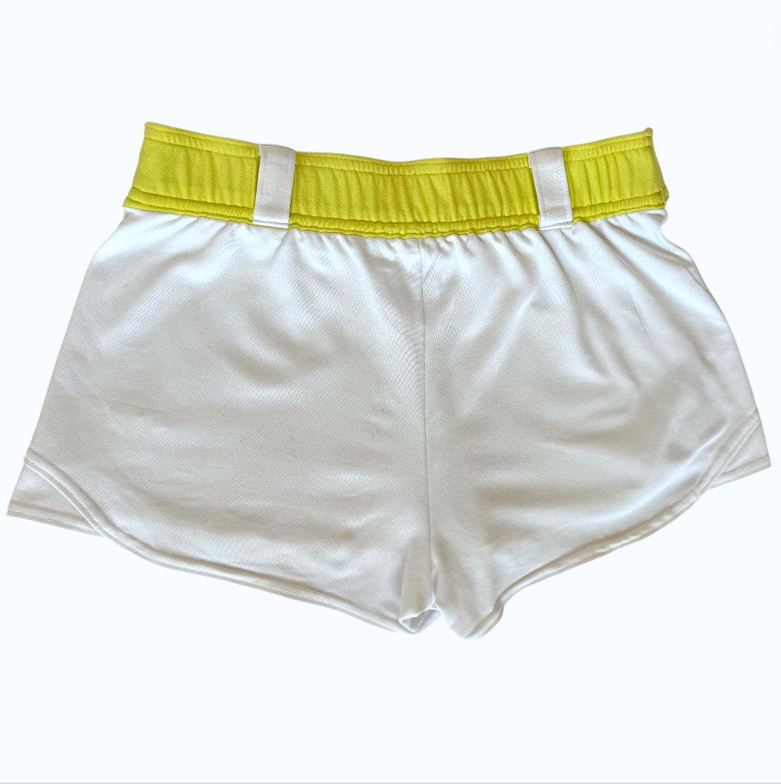 Adidas yellow belted shorts flat back