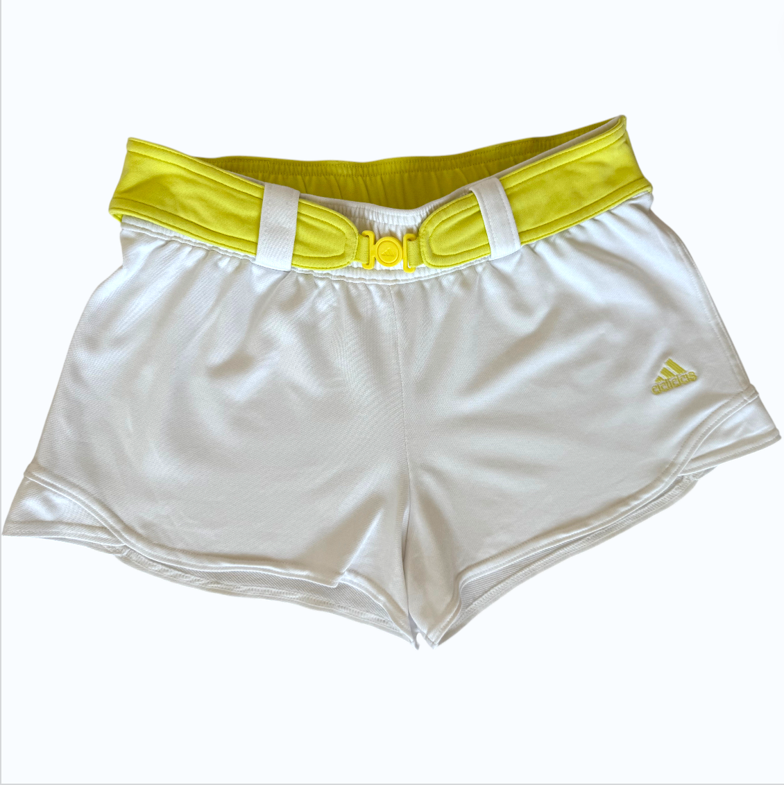 Adidas yellow belted shorts flat front