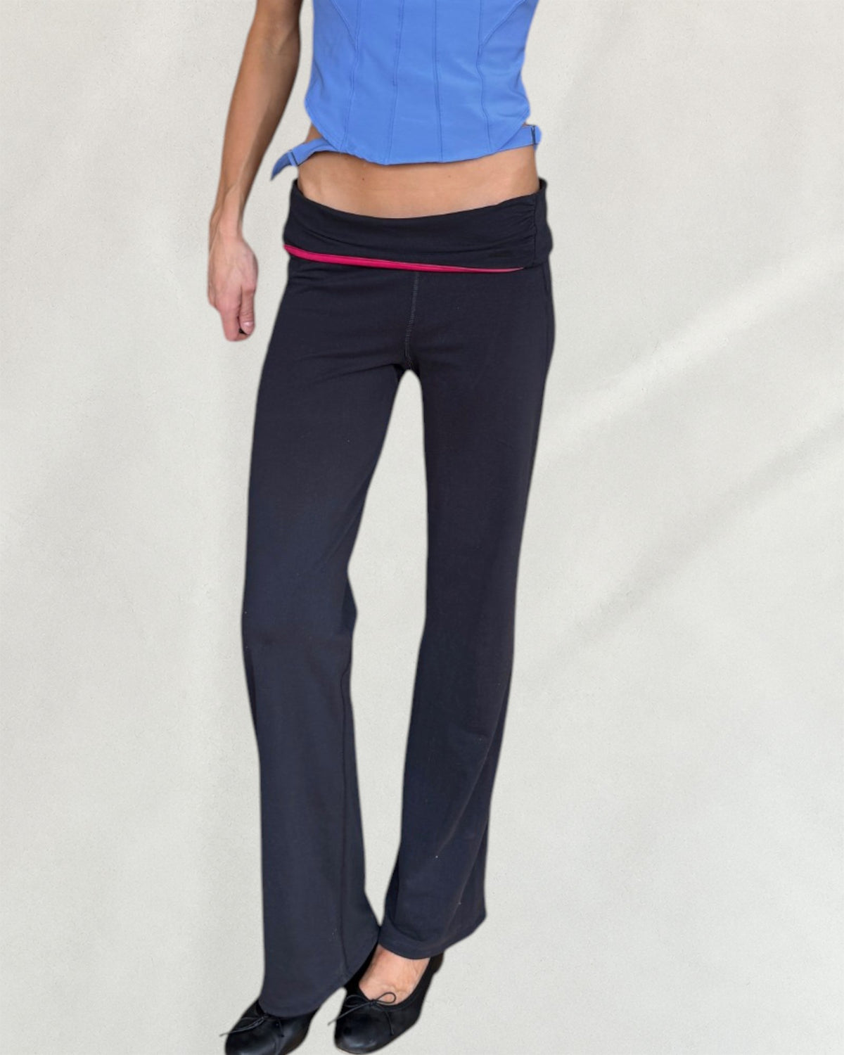 Adidas Anthracite & Pink Foldover Leggings