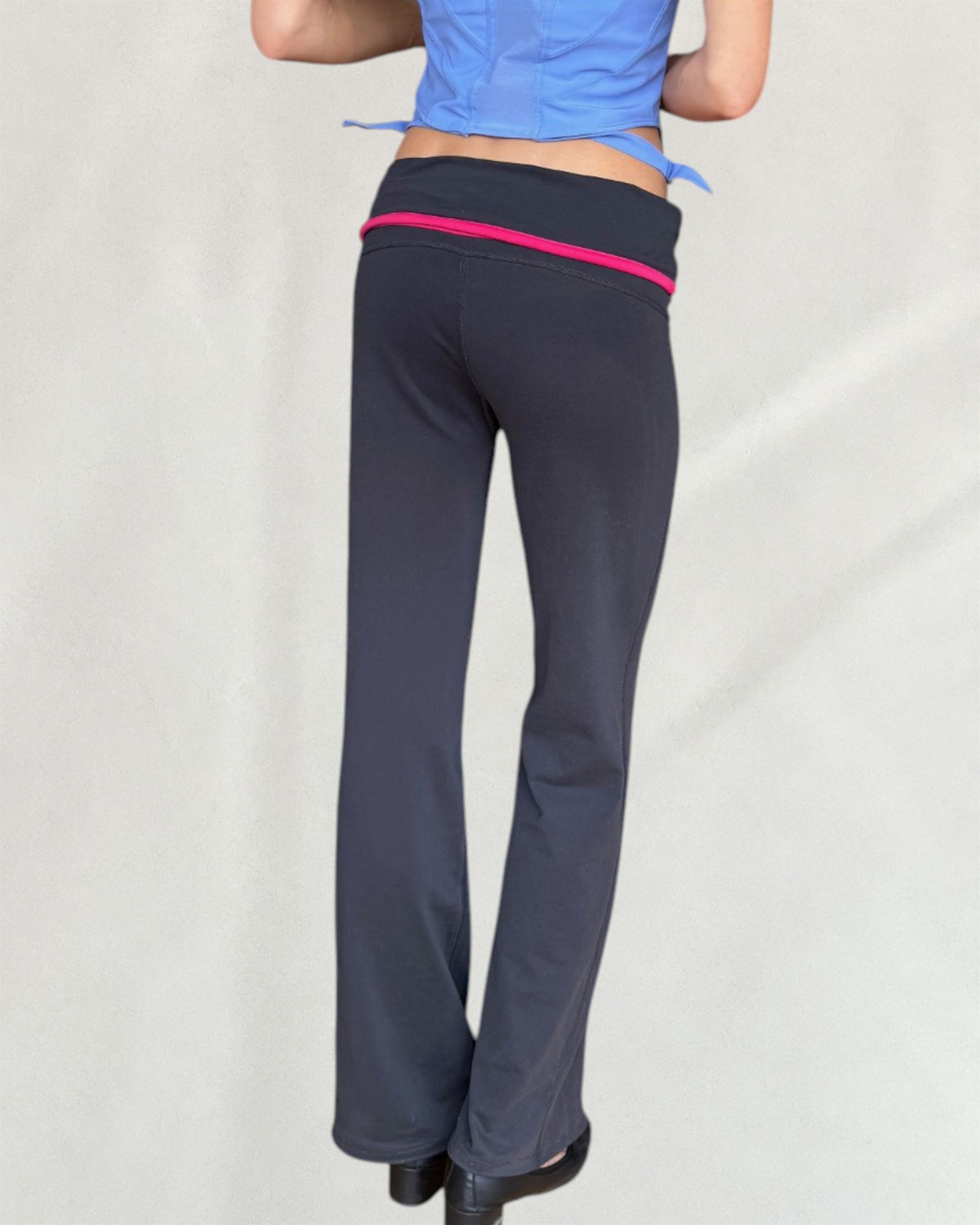 Adidas Anthracite & Pink Foldover Leggings