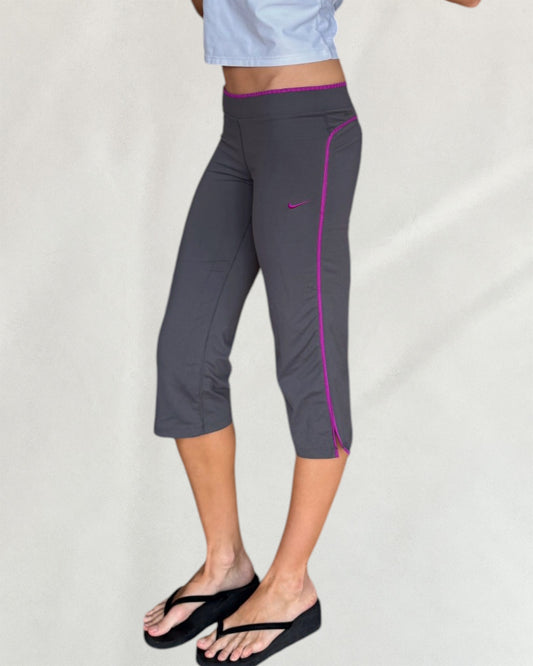 Grey & Purple Pointelle Trim Nike Capri
