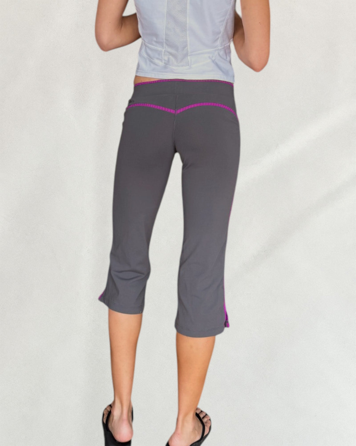 Grey & Purple Pointelle Trim Nike Capri