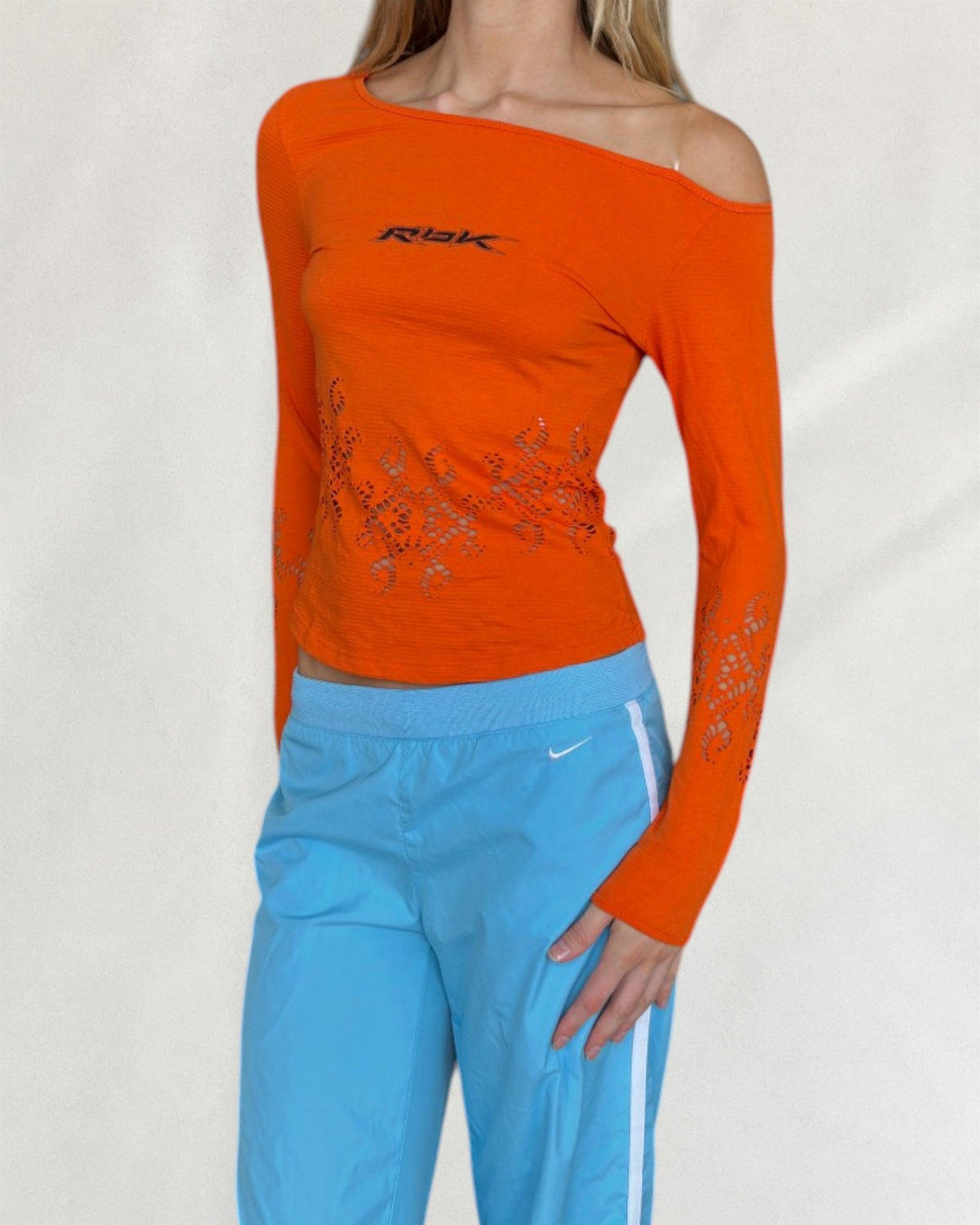 Reebok Orange Off-Shoulder Longsleeve