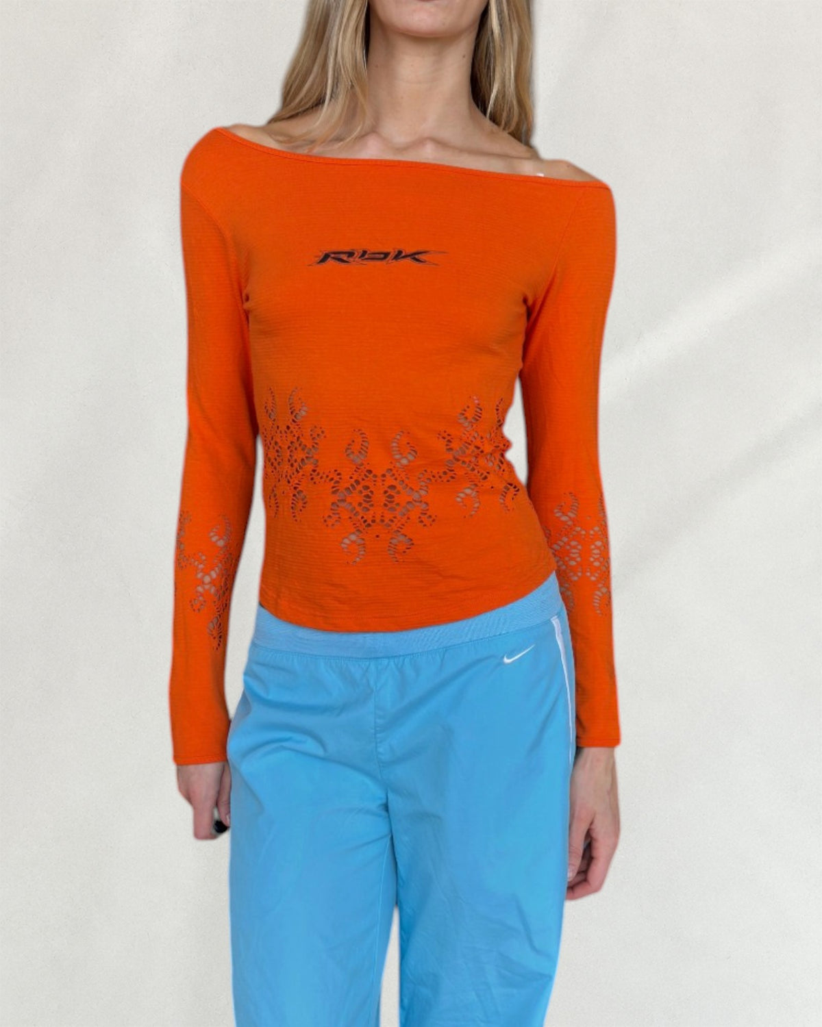 Reebok Orange Off-Shoulder Longsleeve