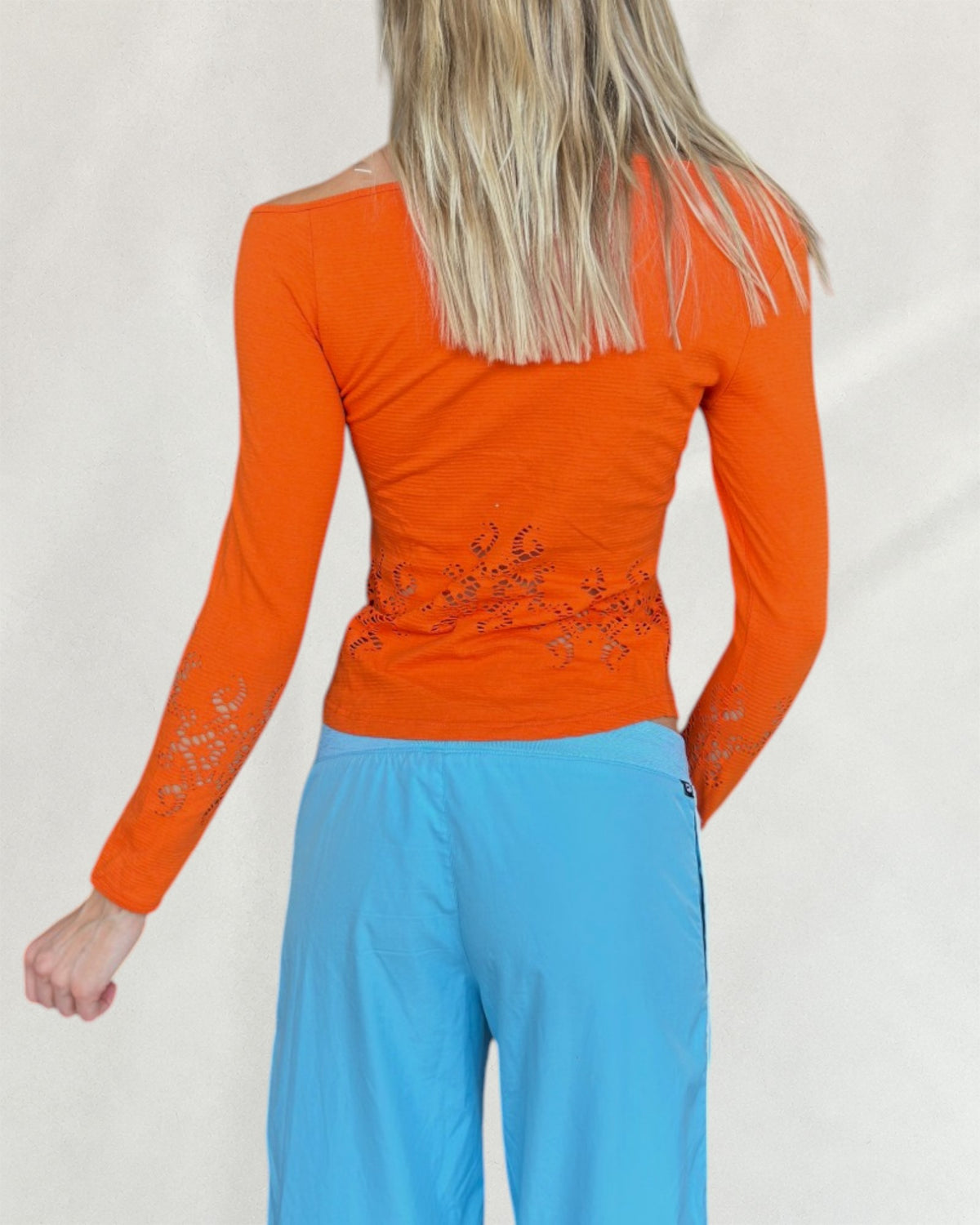 Reebok Orange Off-Shoulder Longsleeve