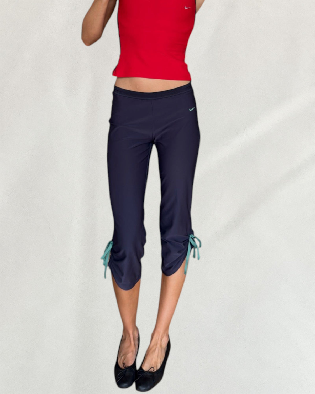 Nike Navy Capri With Green Strings