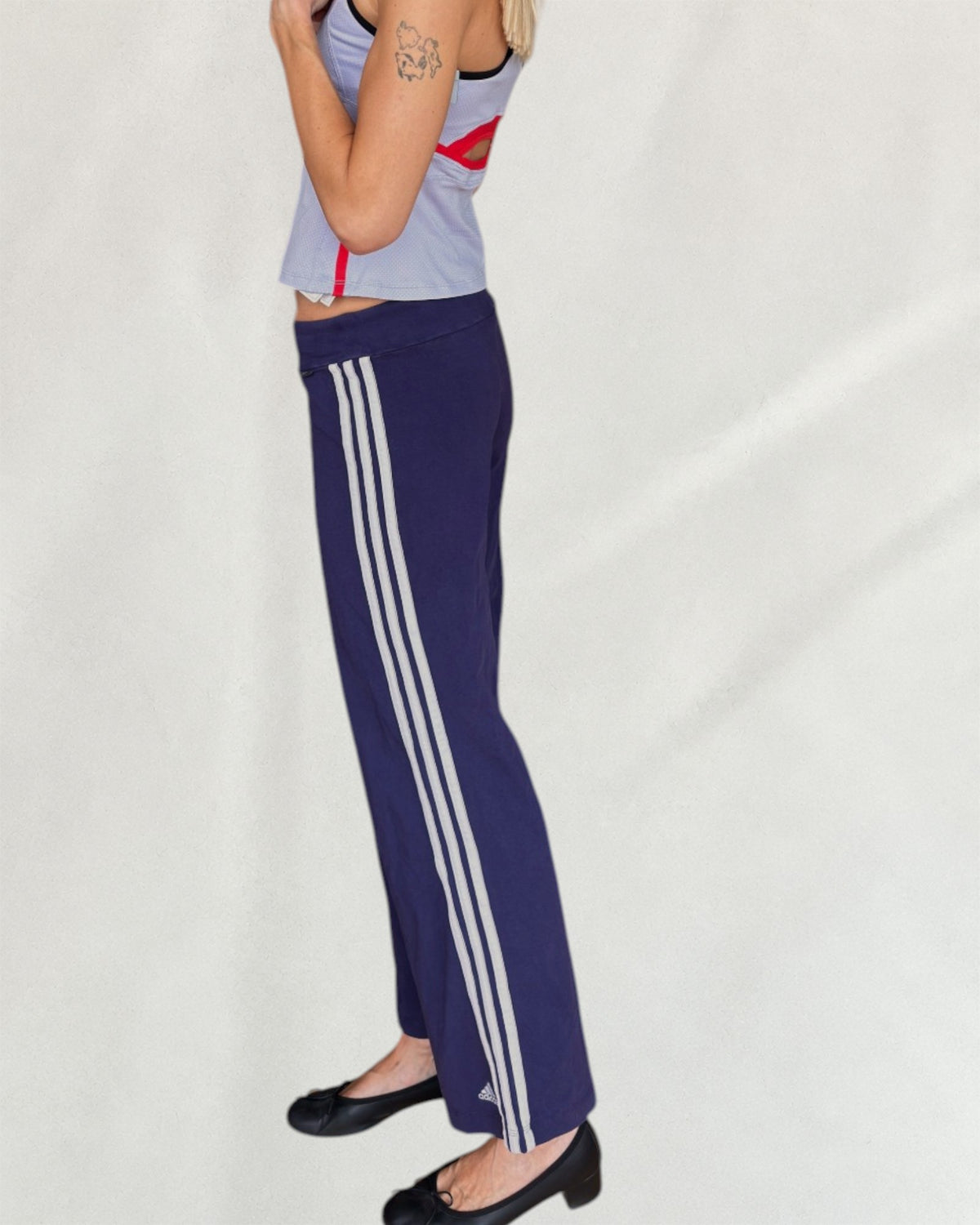 Purple Adidas Wide-Leg Pants