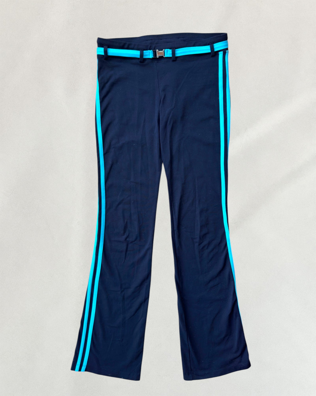 Black & Turquoise Belted Leggings