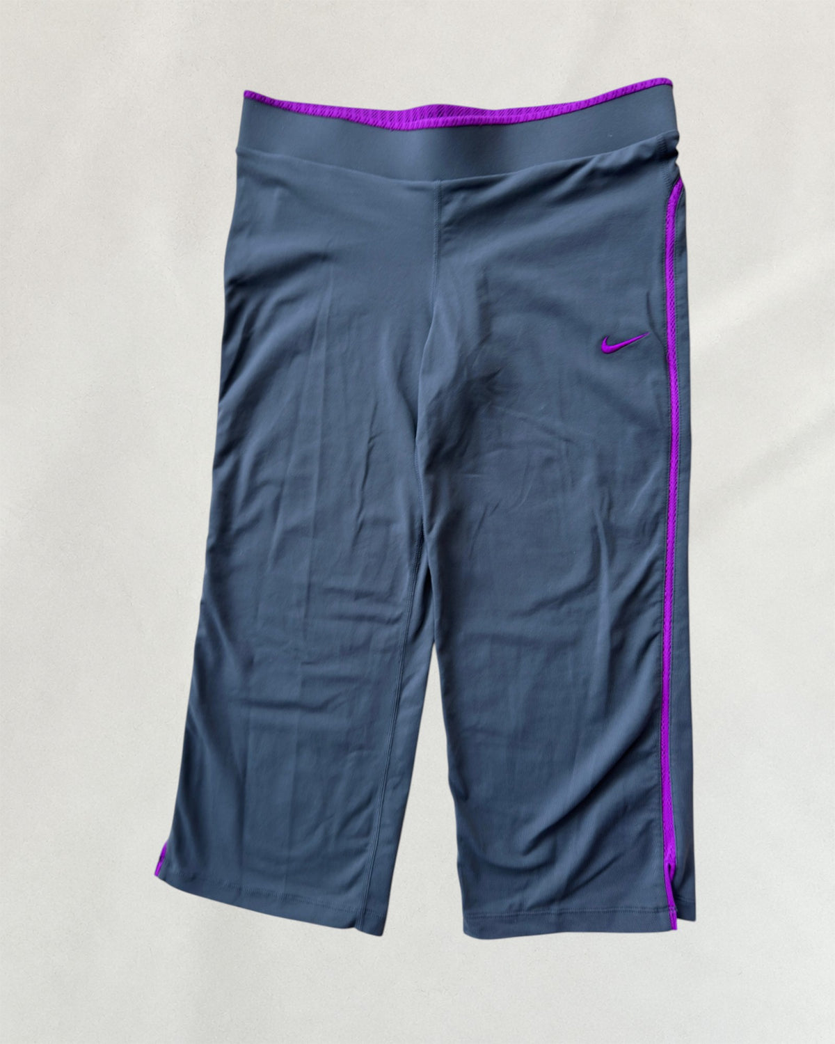 Grey & Purple Pointelle Trim Nike Capri