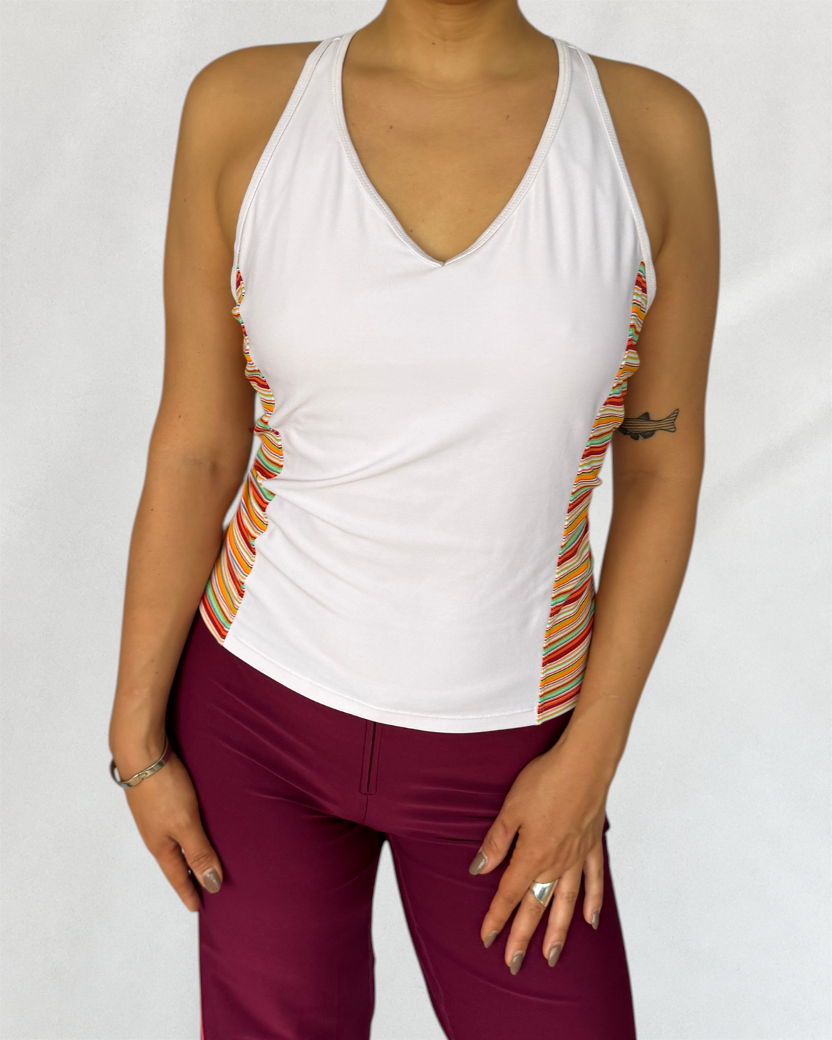Nike White Striped Tank
