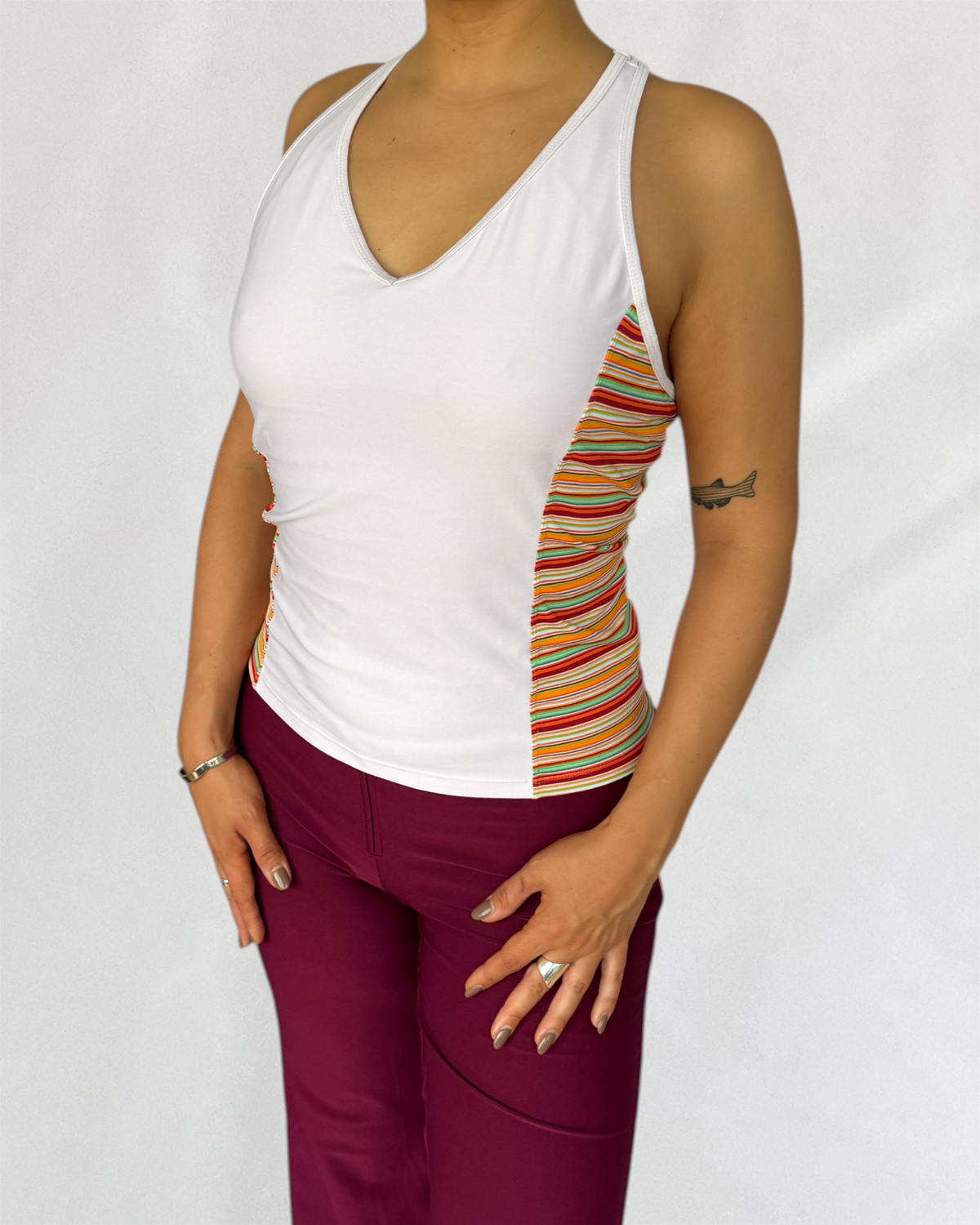 Nike White Striped Tank