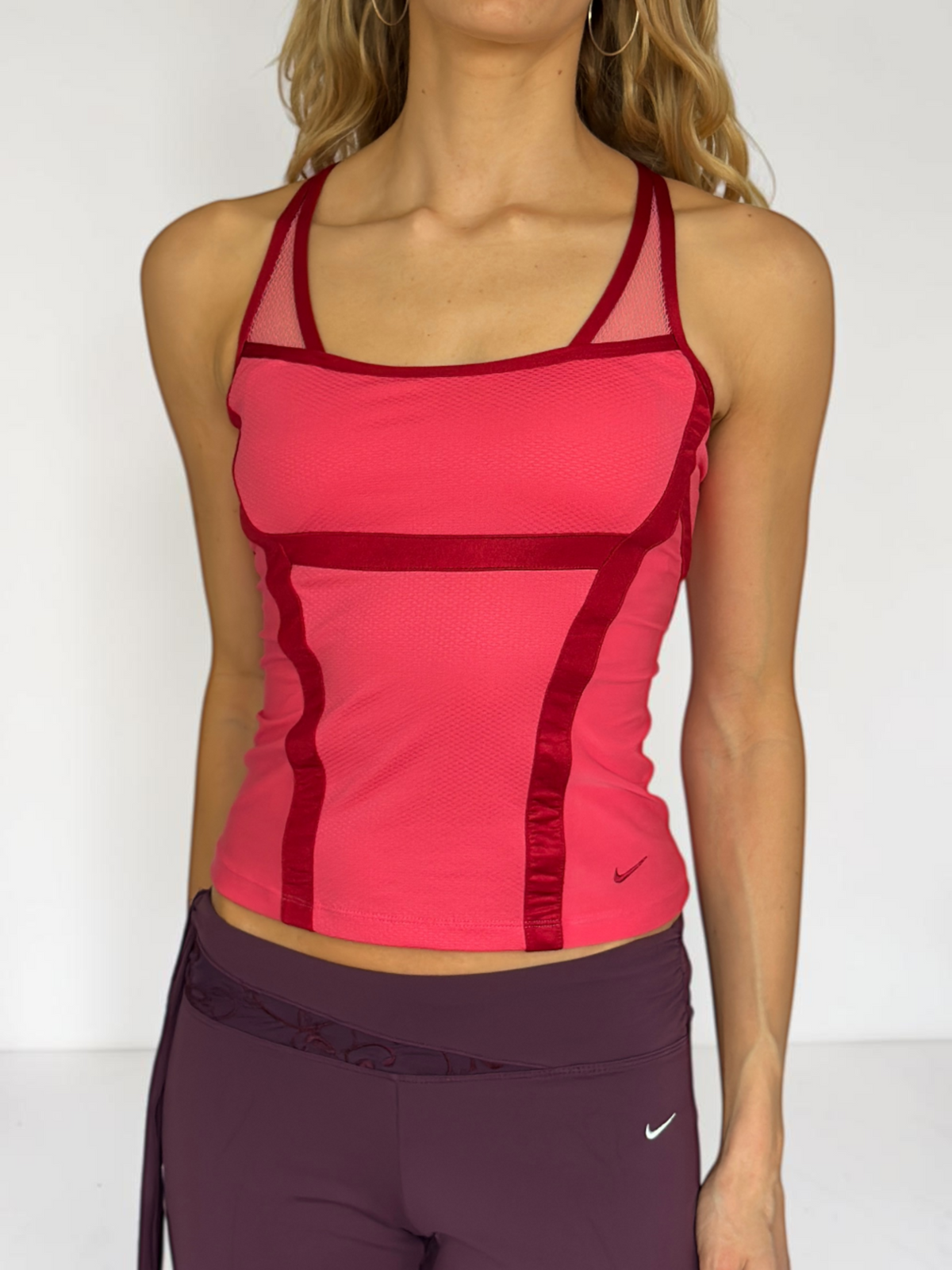 Nike Japan Pink & Red Satin Stripe Top