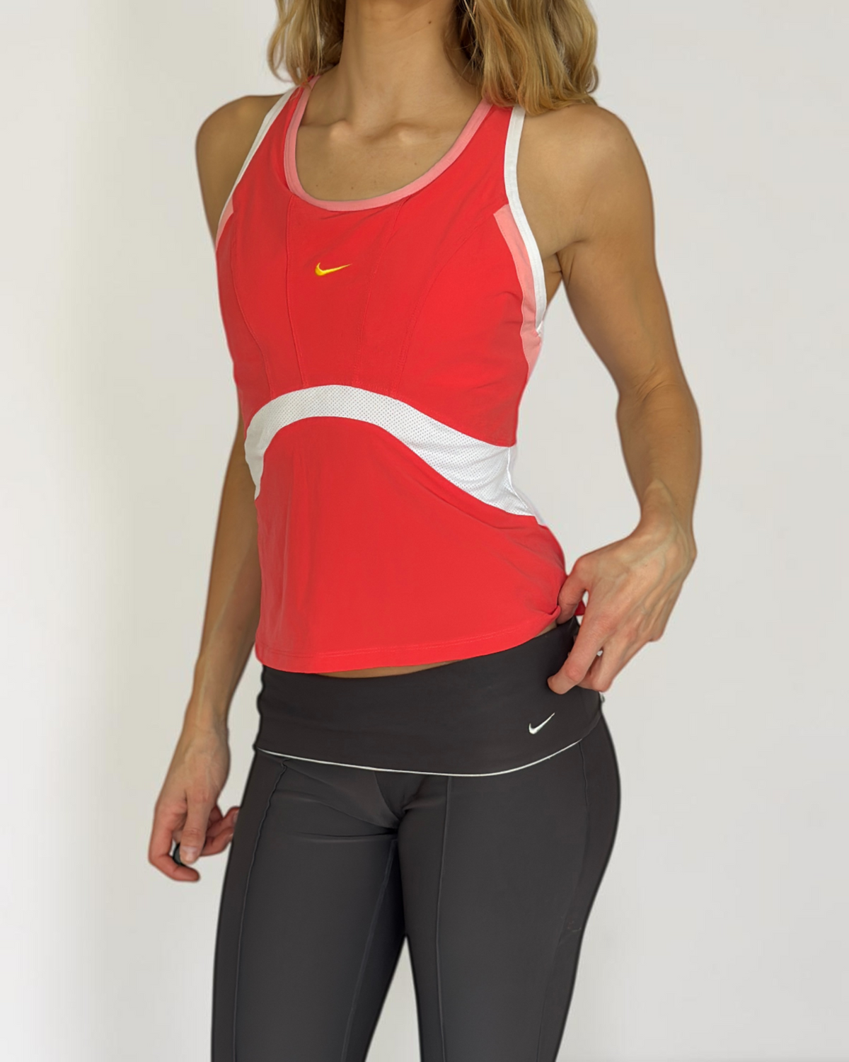 Nike Flared Coral & White Top