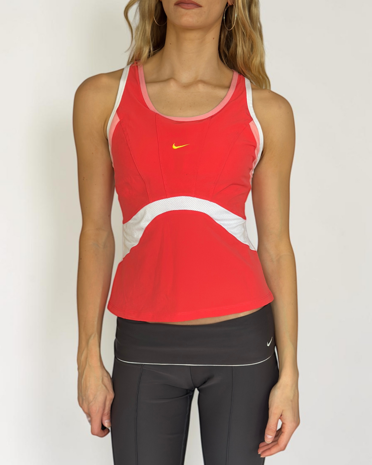 Nike Flared Coral & White Top