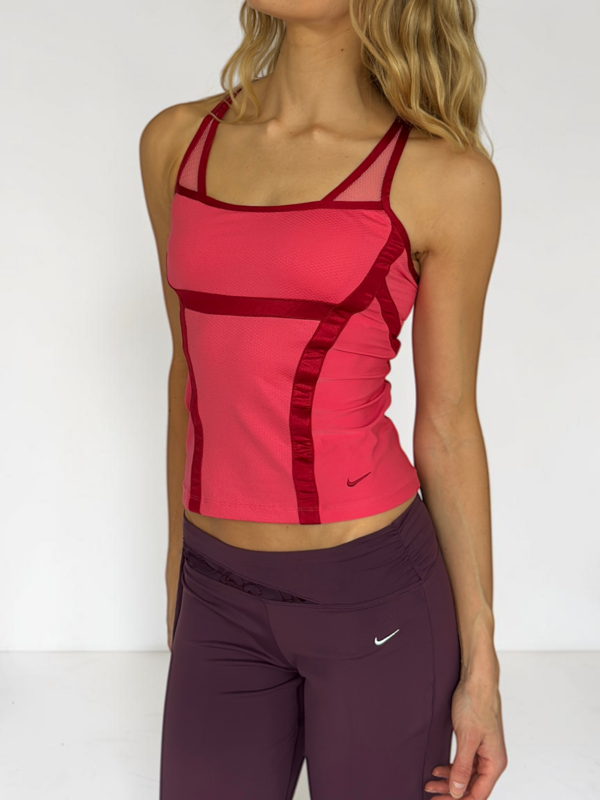 Nike Japan Pink & Red Satin Stripe Top