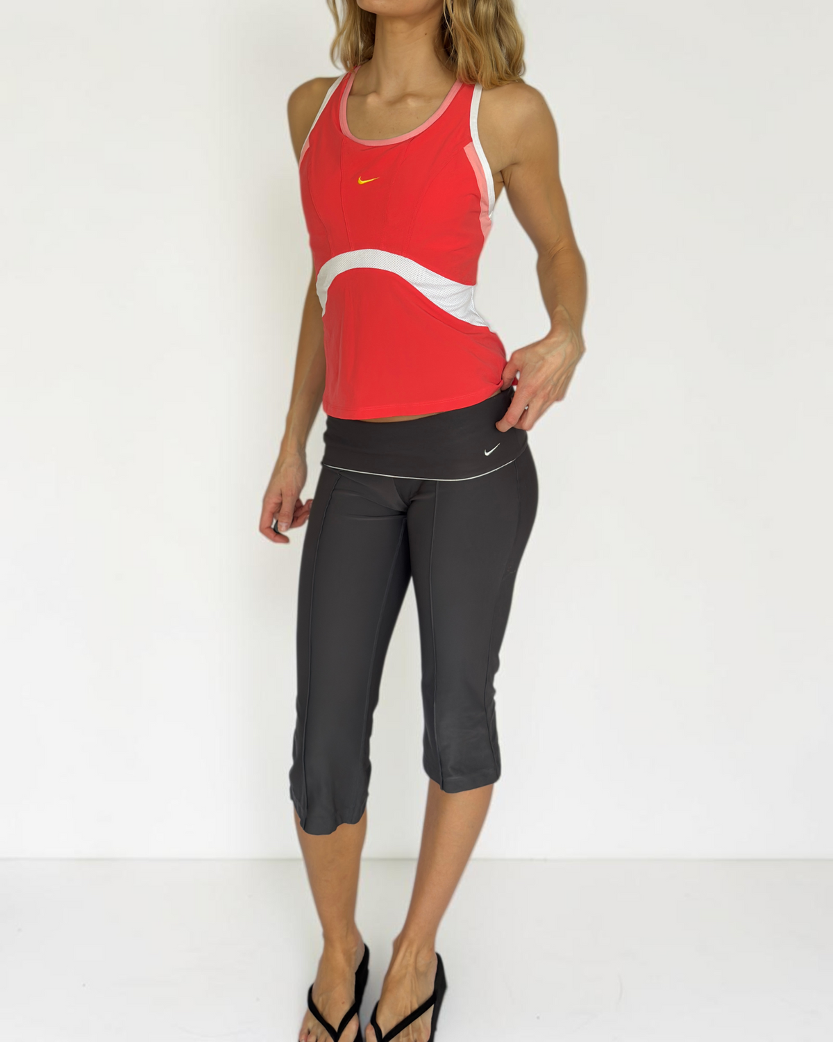 Nike Flared Coral & White Top
