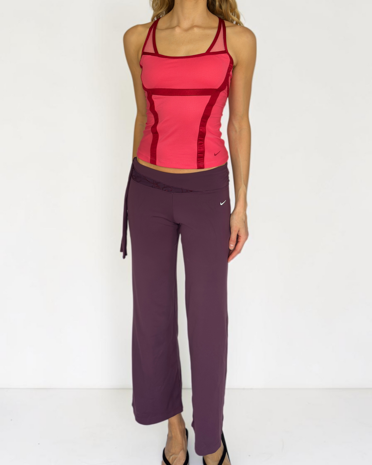 Nike Japan Pink & Red Satin Stripe Top