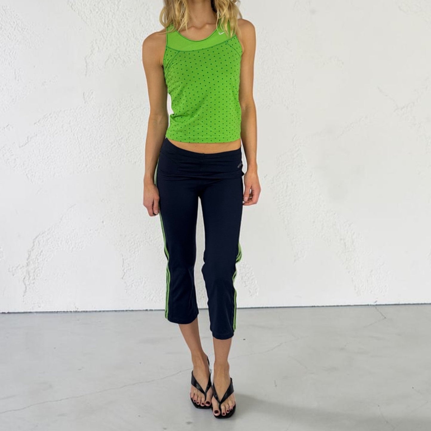 Adidas 7/8 Green Stripes Capri