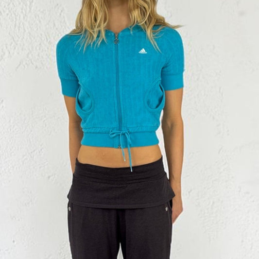 adidas turqoise crop zip front