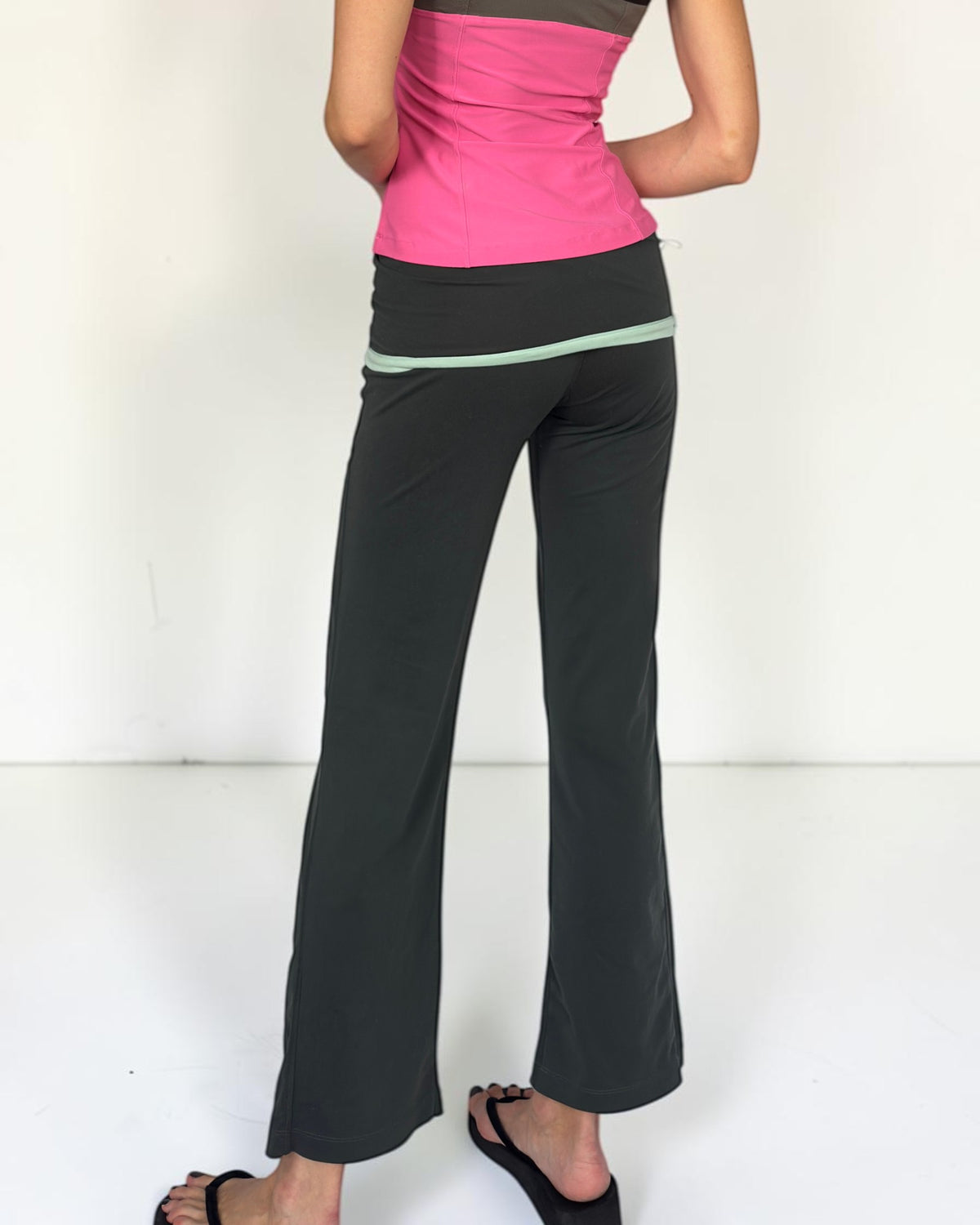 Adidas Khaki & Turquoise Foldover Leggings