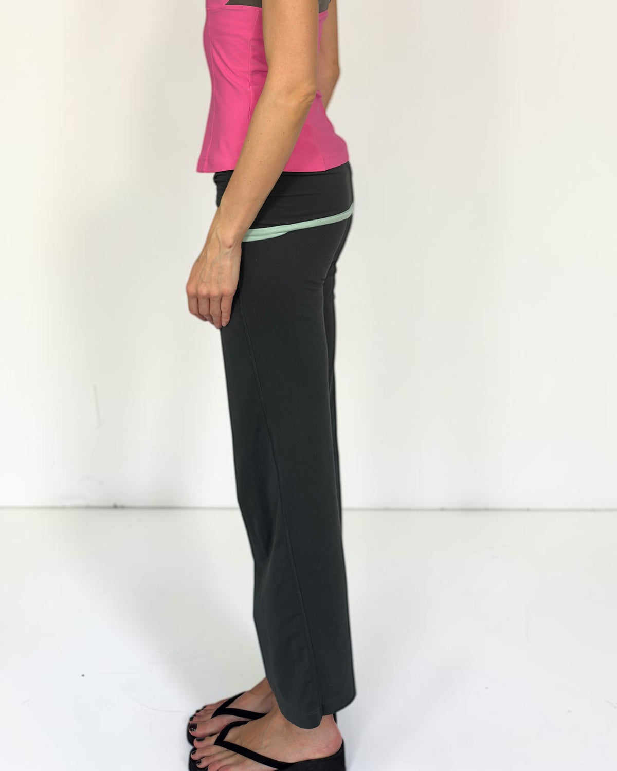 Adidas Khaki & Turquoise Foldover Leggings