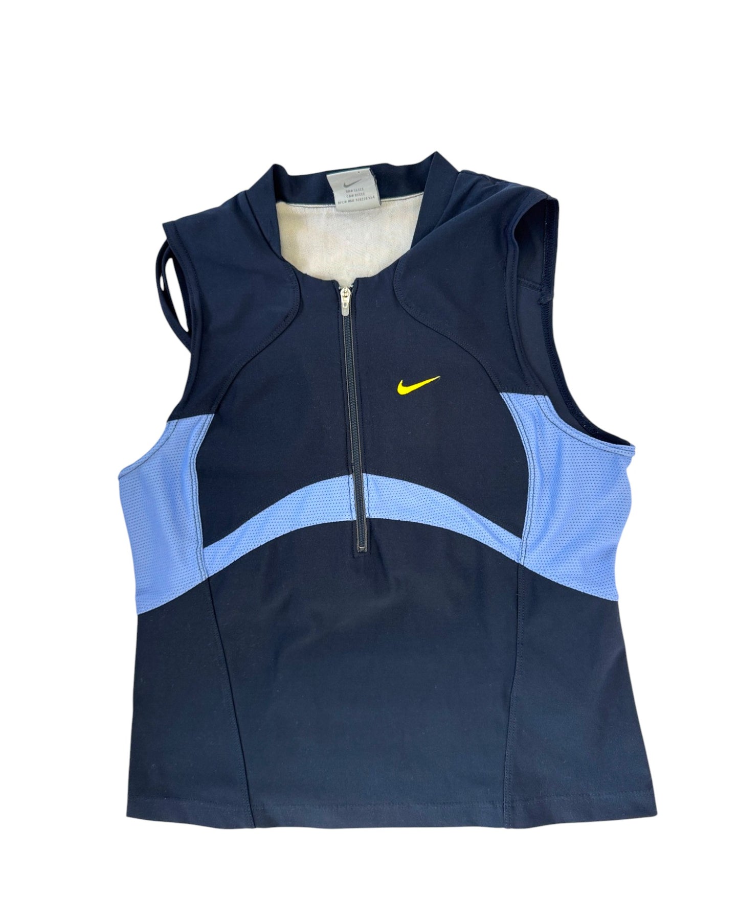 nike blue biker top flat front