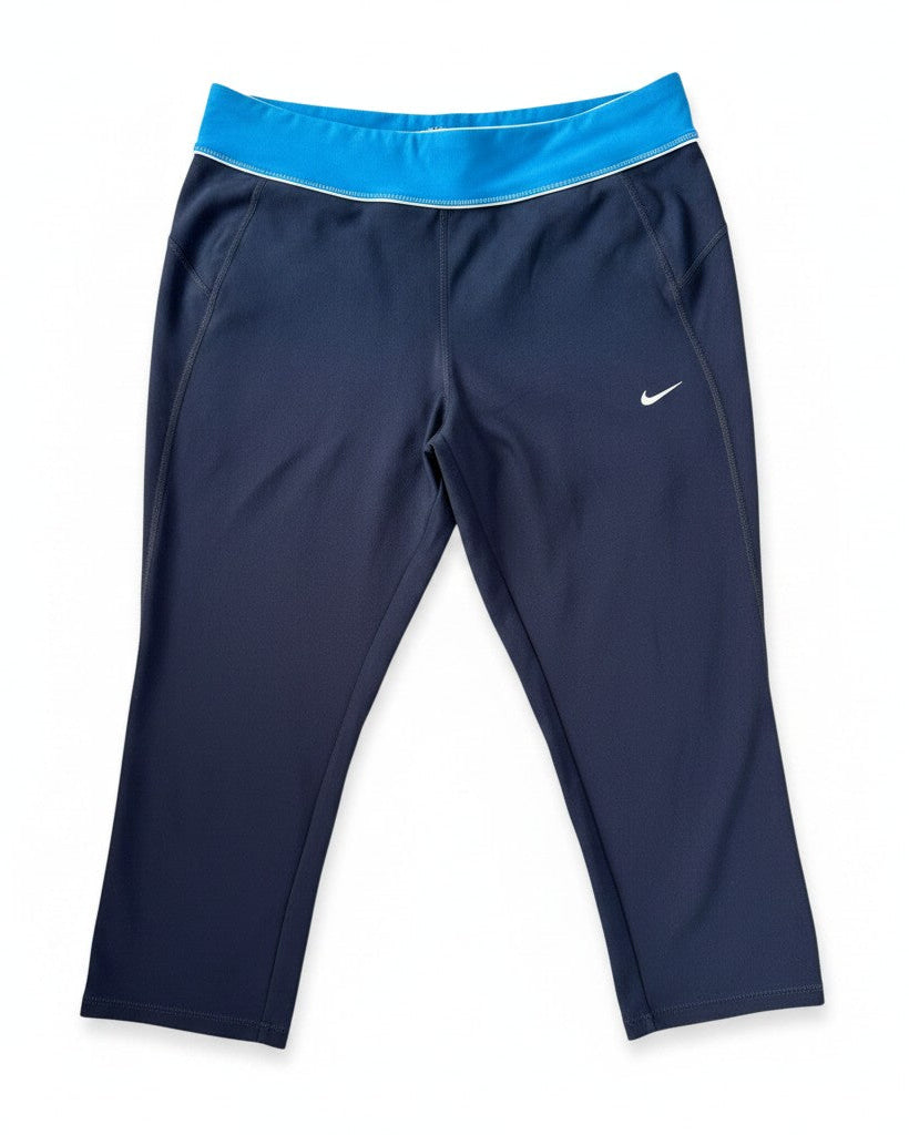 nike blue waistband capri flat front