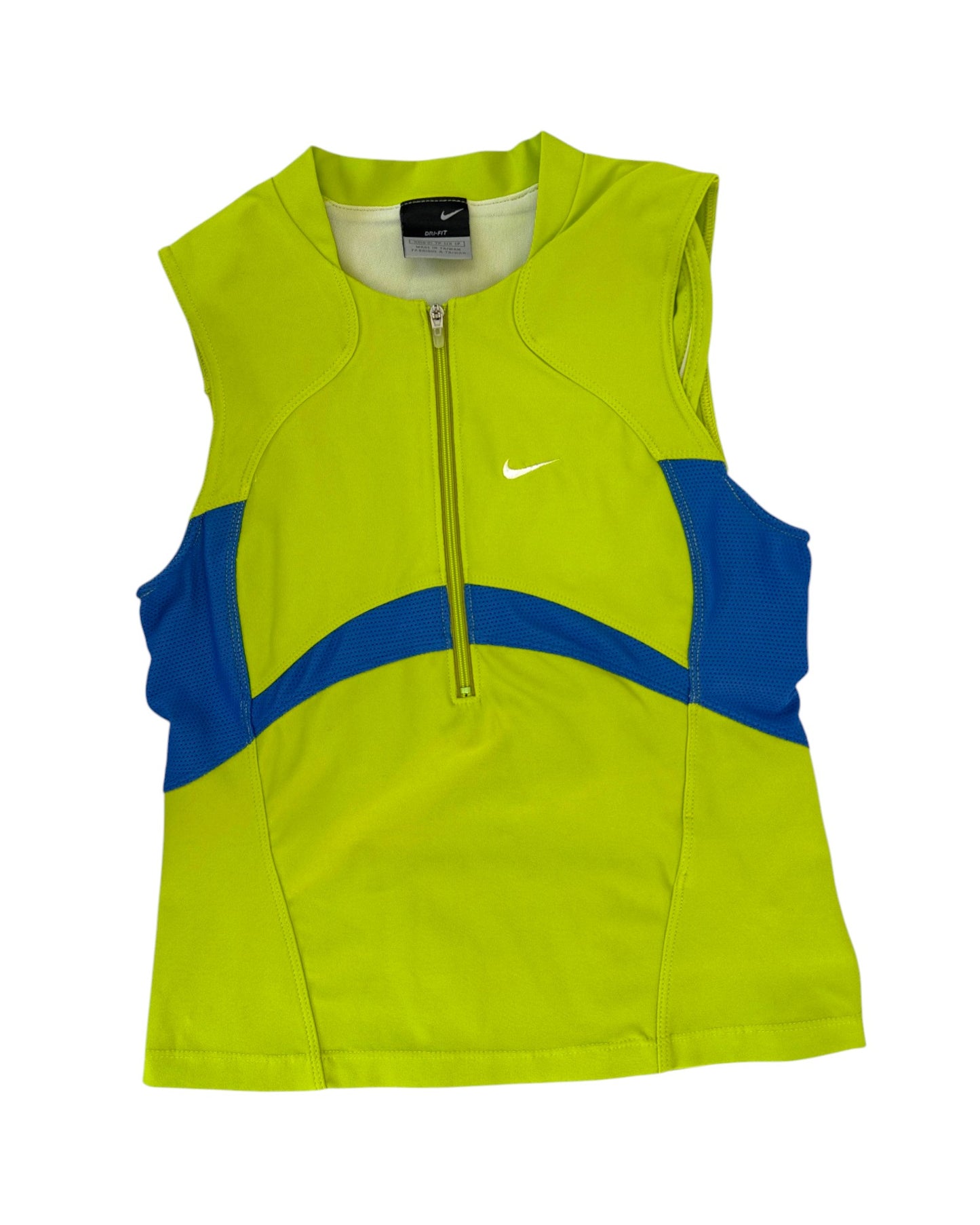 nike green biker top flat front