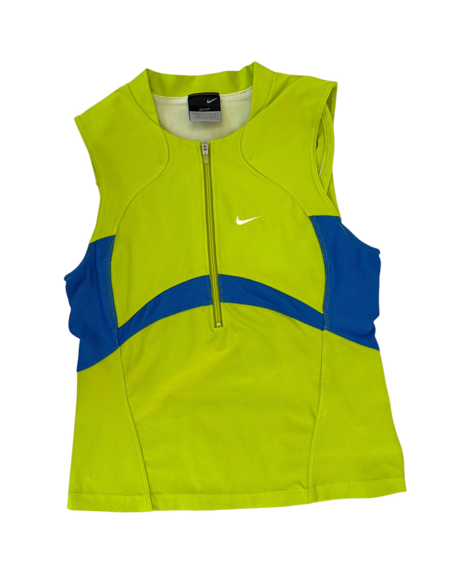 nike green biker top flat front