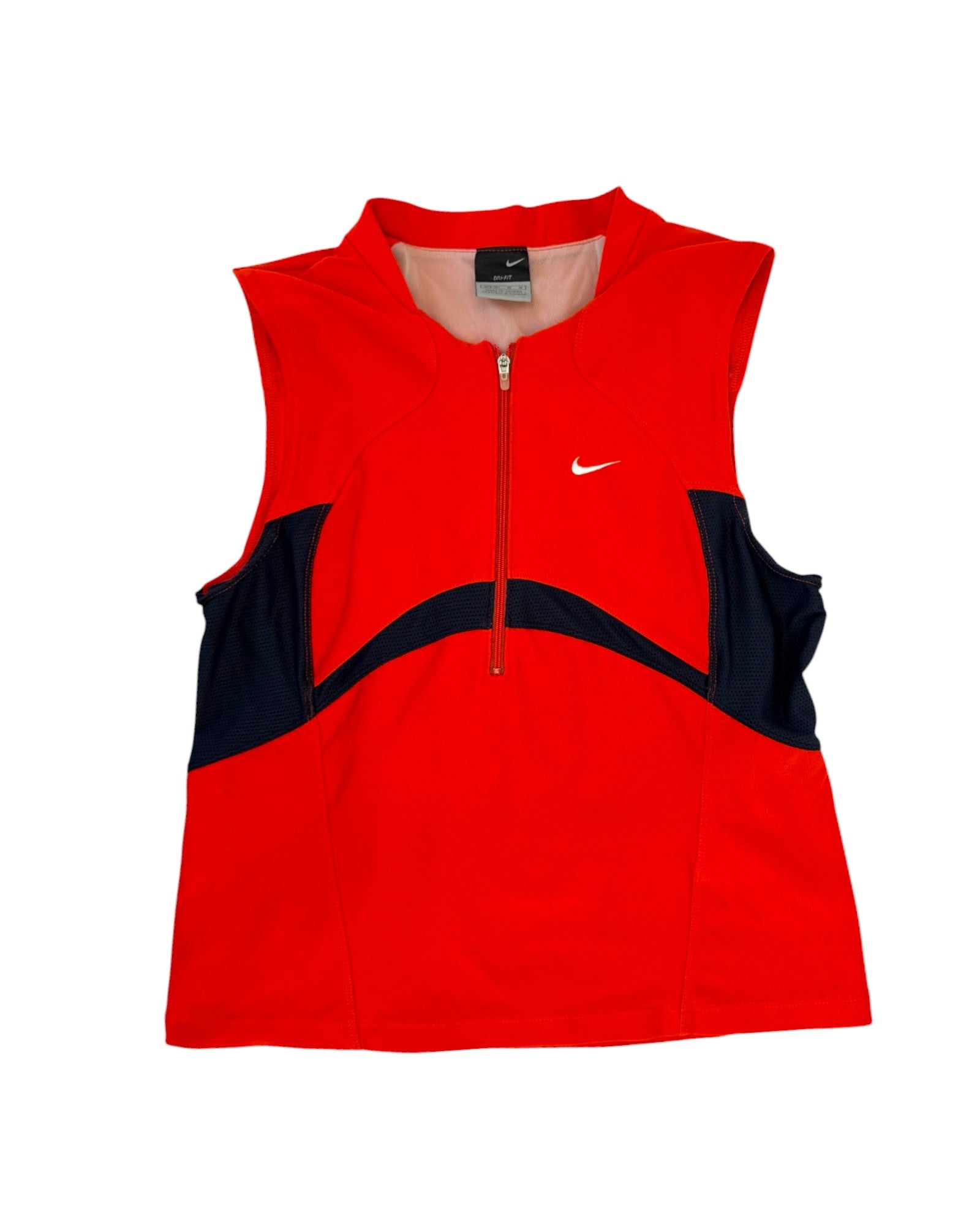 nike orange biker top flat front