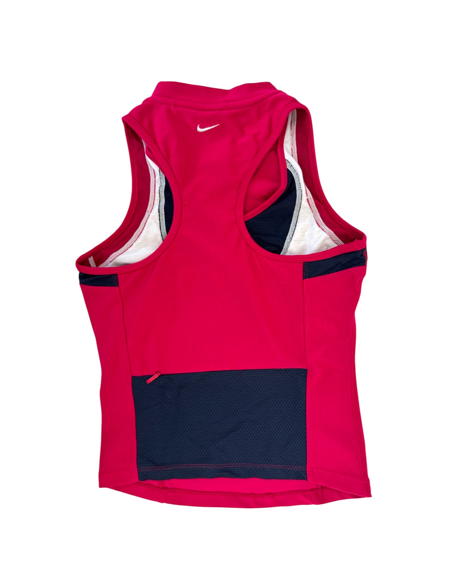 nike pink biker top flat back