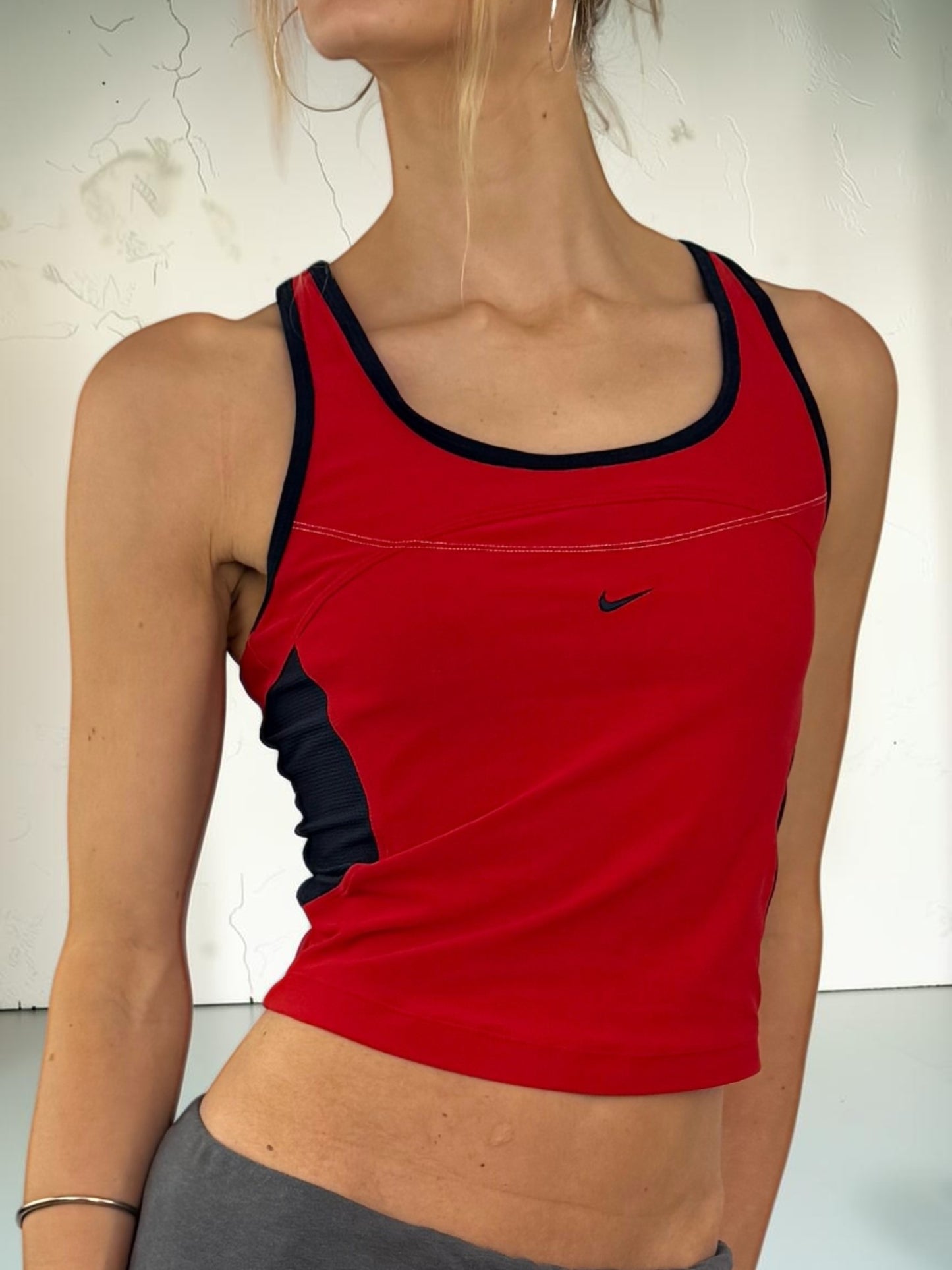 Nike Red & Black Mesh Top