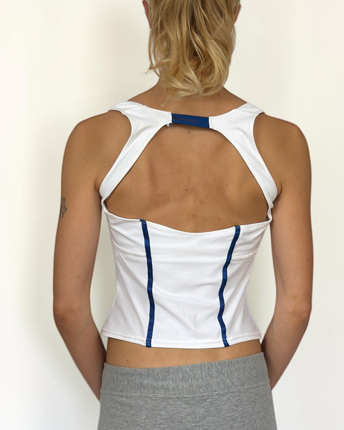 Nike White & Blue Corset Style Top