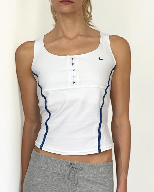 Nike White & Blue Corset Style Top